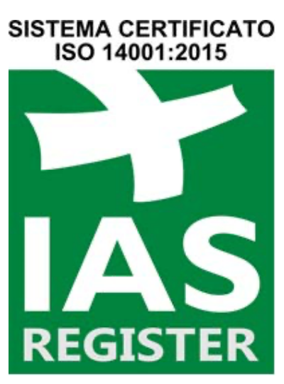 Logo del sistema certificato ISO 14001:2015 di IAS Register.