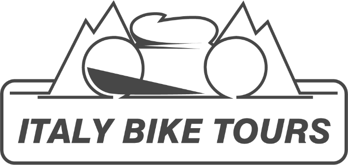 Logo di Italy Bike Tours con montagne stilizzate e una strada.