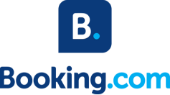 Logo de Booking.com avec une icône "B" sur fond bleu.